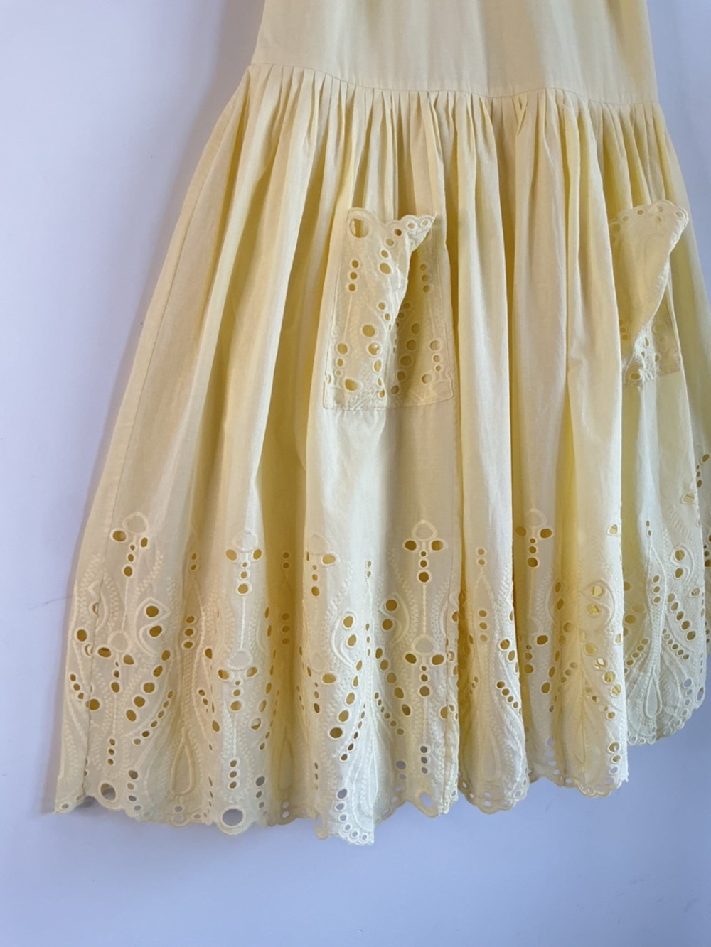 Hunter Bell Martin Eyelet Drop-Waist Yellow Embroidered Sundress Small - Picture 5 of 10